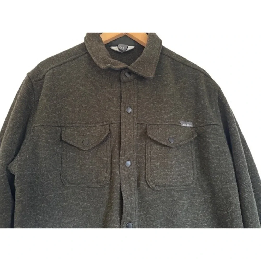Eddie Bauer Men's Sherpa‎ Lined Flannel Shirt Jacket Green Plaid Size XL TL
